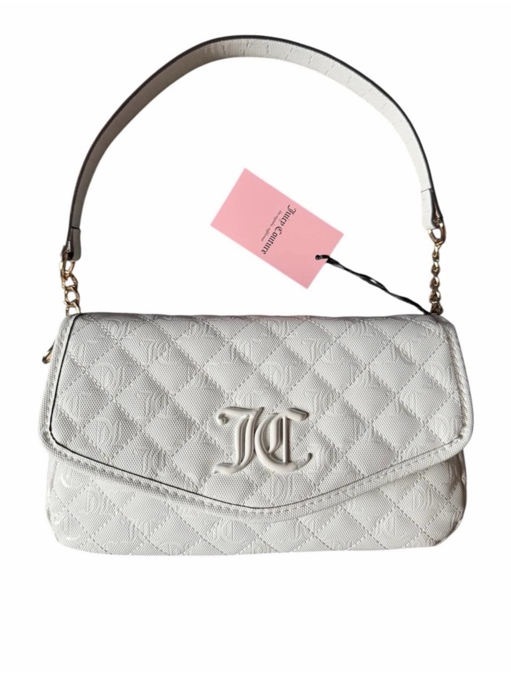 Juicy Couture White Quilted Logo-Front Shoulder Bag